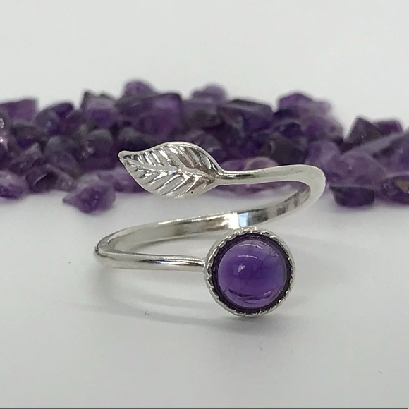 Jewelry - NEW Amethyst 925 Sterling Silver Adjustable Ring